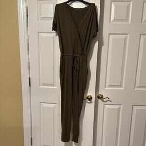 Chic Olive Green Wrap Jumpsuit